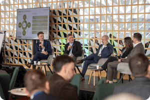 Douglas Gray, the Head of Product, and Mads Peargaard, the Founder and CEO, representing Human Risks at an international event